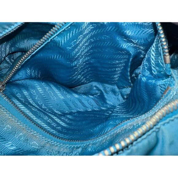 Prada Teal Tessuto Nylon with Leather Handles and Trim Tote, GUC vintage - Picture 10 of 13